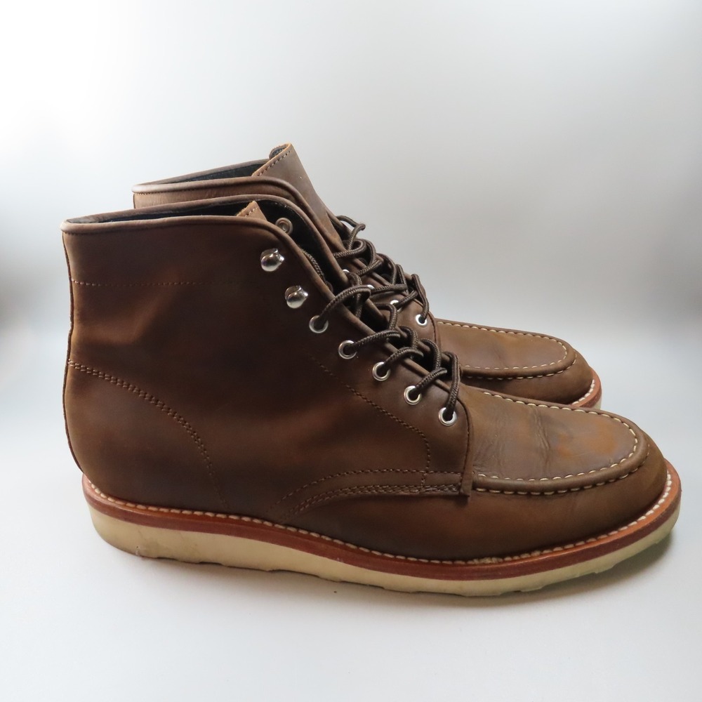 Thursday Boot Company Men's Diplomat Moc Toe Leather Boots, Size 12 US, Brown.